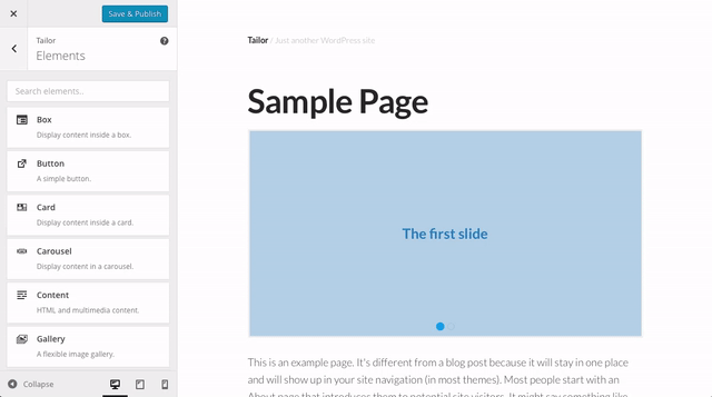 Reordering carousel items in Tailor